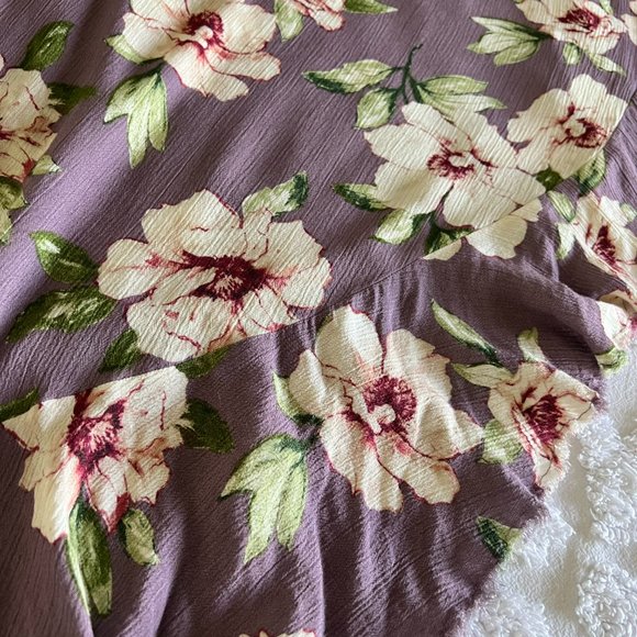 BLUE LIFE Aura Wrap Maxi Skirt REVOLVE Lavender Hibiscus Floral Print Ruffle - Picture 5 of 10